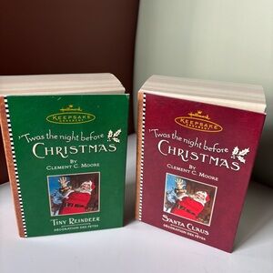 HALLMARK Keepsake 'Twas the Night Before Christmas Book Ornaments - Green & Red